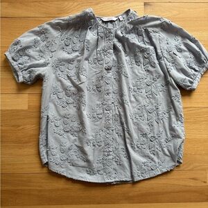 & Other Stories Top - Light Blue with Floral Detail.  Size EUR 26/US 6.